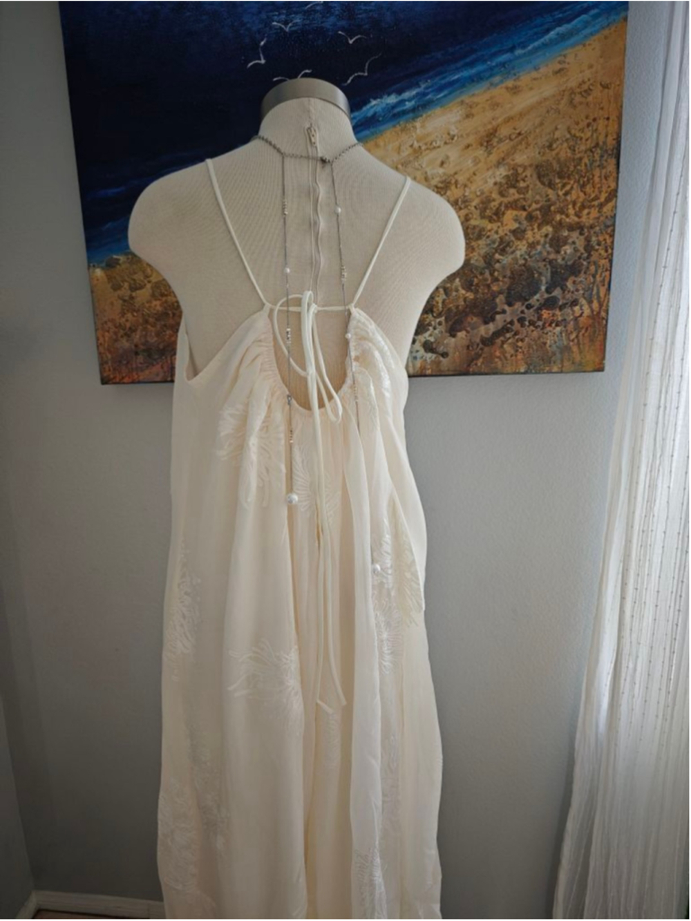 Women's Ivory Embroidered Maxi Dress